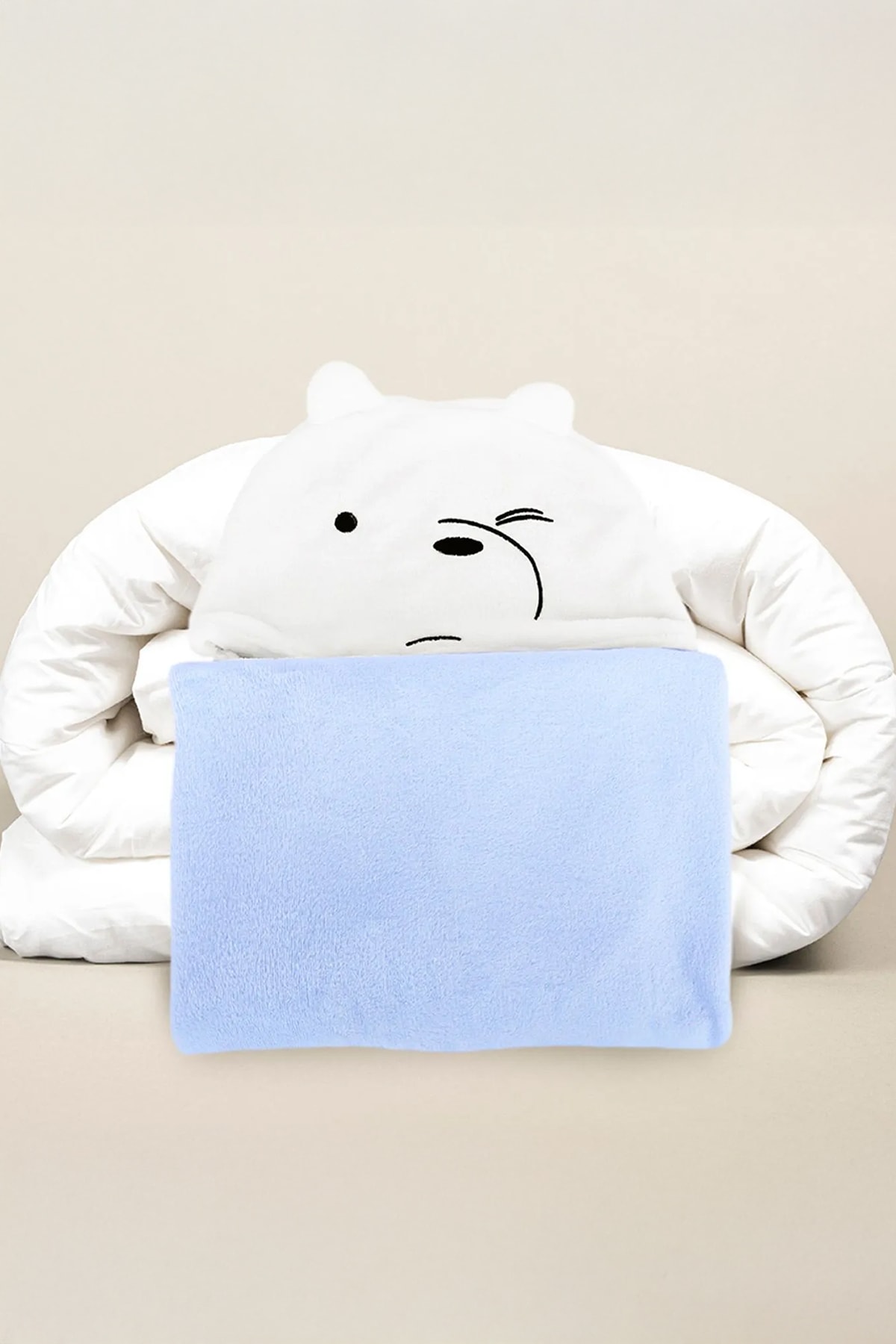 We Bare Bears Lisanslı Kontrast Renkli Katlanabilir Battaniye (Outlet)