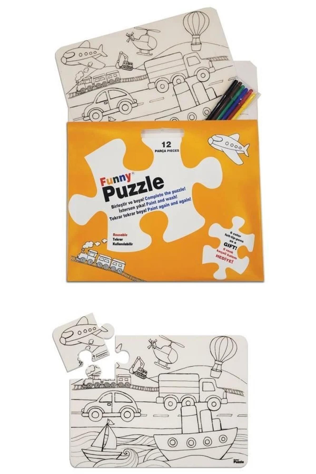 Funny Mat Washable Puzzle - Taşıtlar 30X40Cm