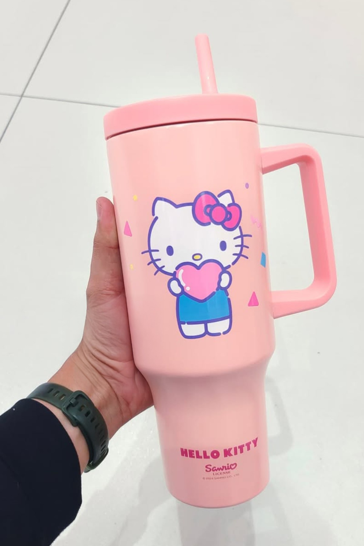 Sanrio Lisanslı Pipetli Çift Cidarlı Termos 1200 ml - Hello Kitty