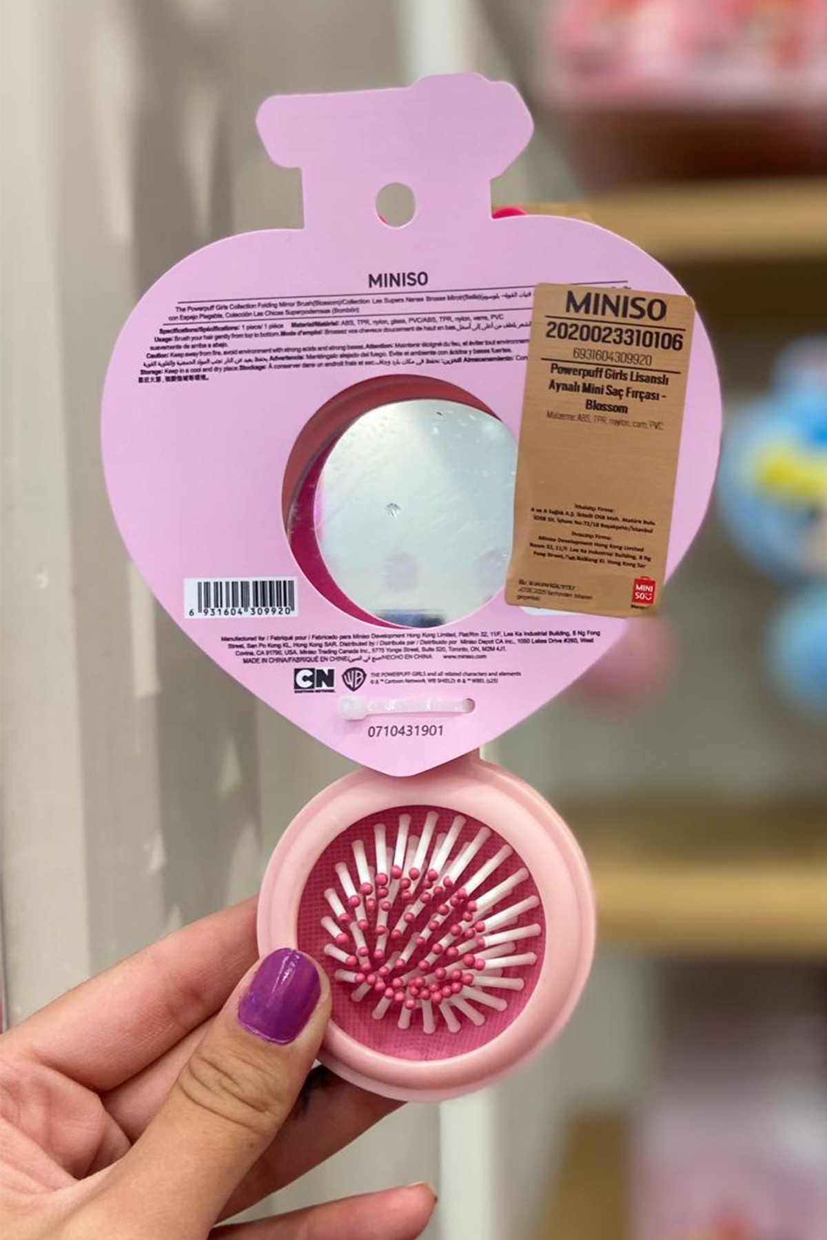 Powerpuff Girls Lisanslı Aynalı Mini Saç Fırçası - Blossom