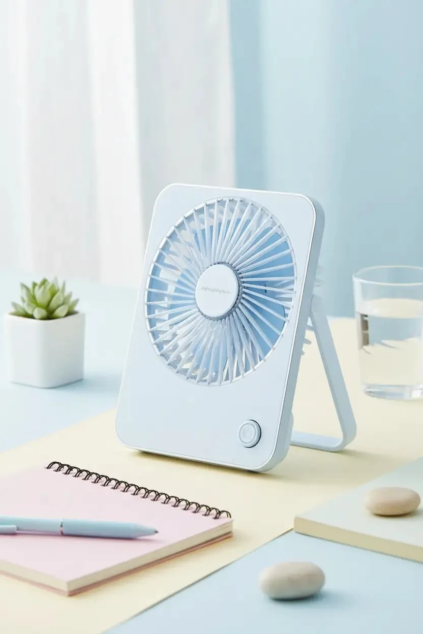 Miniso Lisanslı Makaron Serisi Katlanabilir Mini Fan Mavi – Şarj Edilebilir Taşınabilir Fan 17,8 Cm