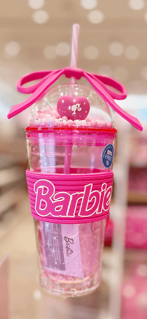 Barbie Lisanslı Pembe Serisi Fiyonklu Pipetli Plastik Şişe