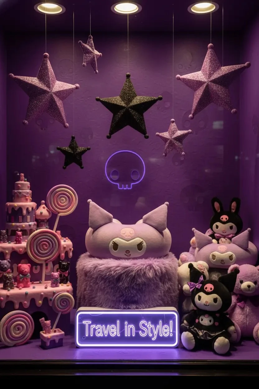 Sanrio Lisanslı Kuromi Kulaklı Hafızalı Boyun Yastığı