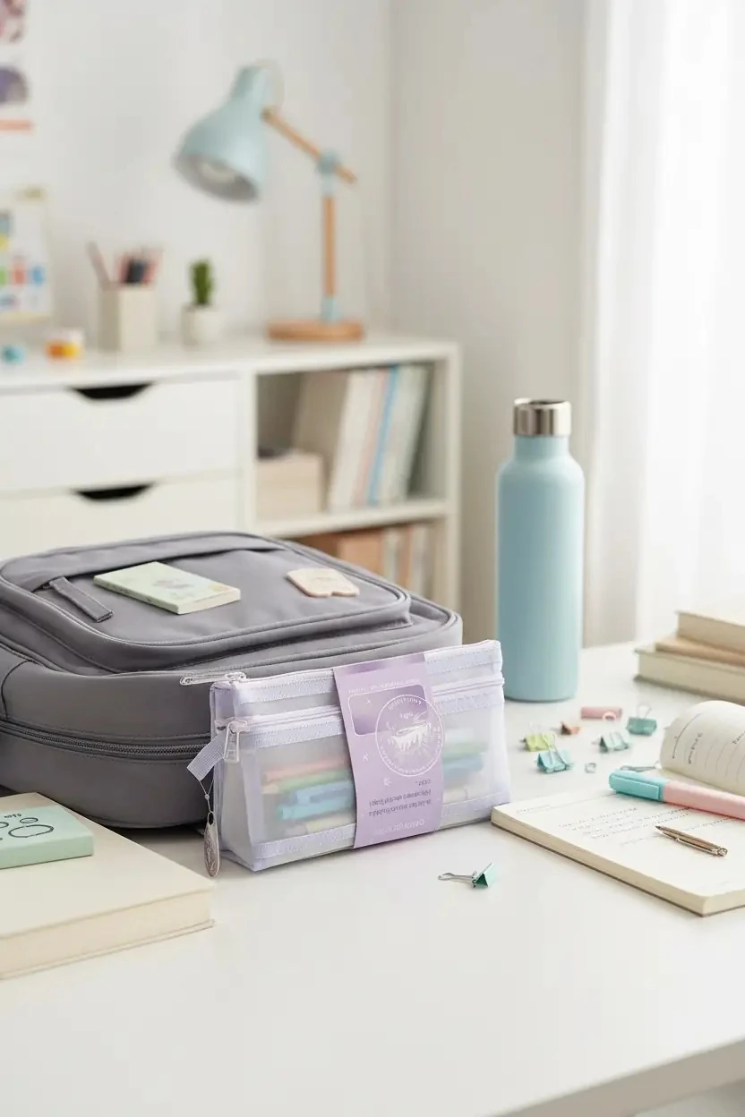 Miniso Lisanslı A6 Çift Katmanlı File Kalem Çantası 21 Cm – Açık Mor
