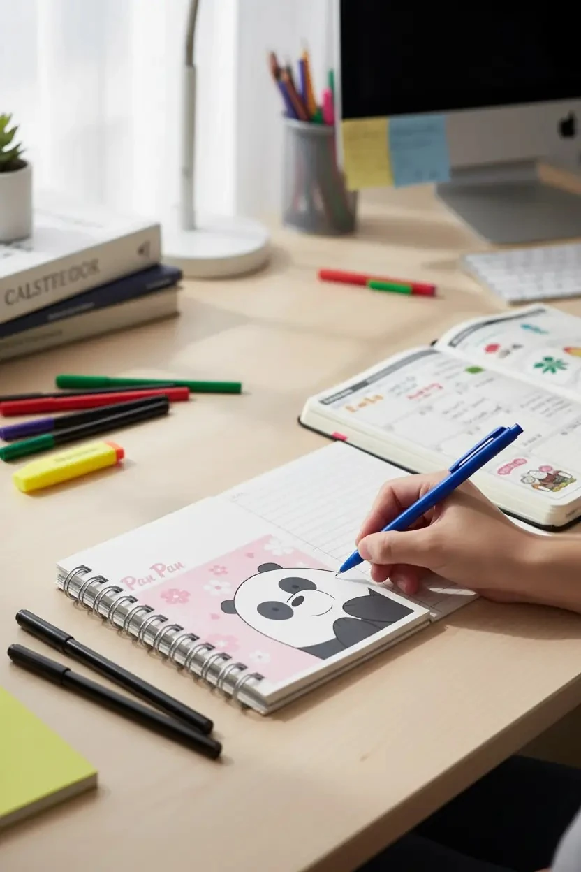 Miniso Lisanslı We Bare Bears Spiralli Defter – Sevimli Karakter Tasarımlı ve Dayanıklı Not Defteri 10,7 Cm