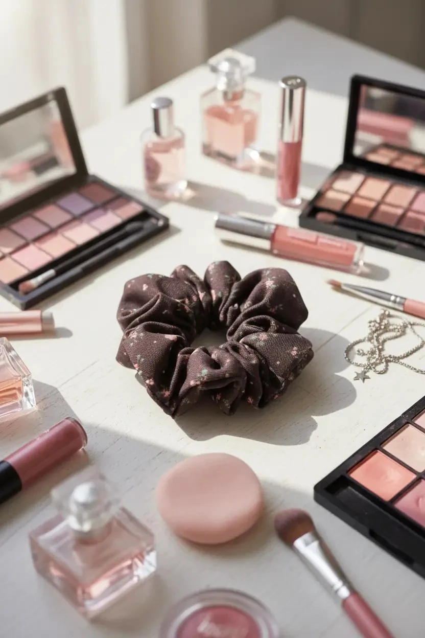 Fashion Serisi Fiyonklu Çiçekli Kelebek Saç Lastiği (1 adet)