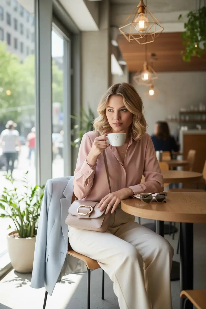 Şık Toka Detaylı Omuz Çantası - Pembe