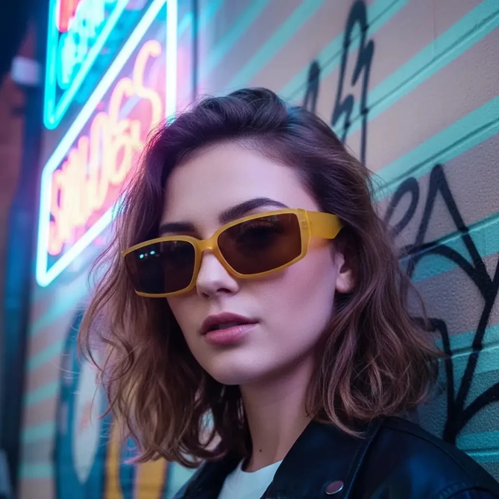 Vintage Tarzı Sarı Dikdörtgen Güneş Gözlüğü