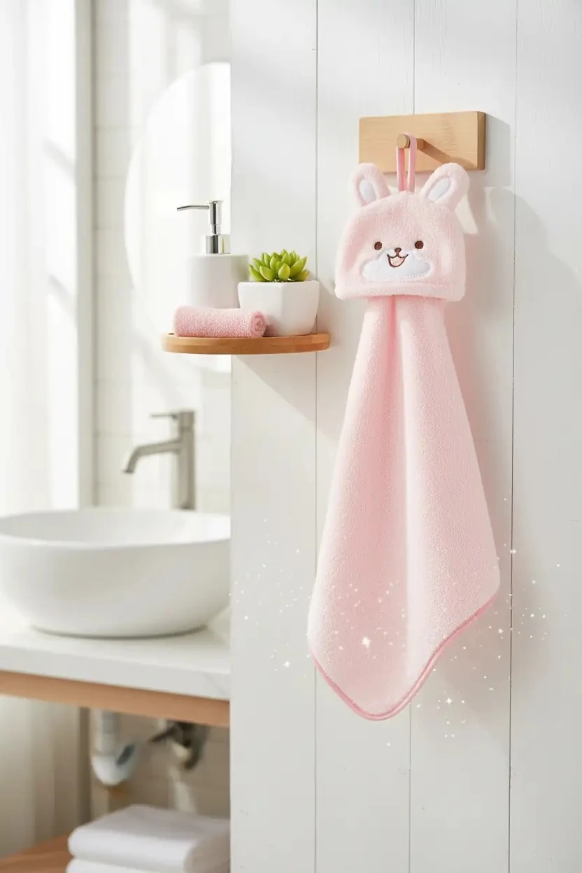 Miniso Lisanslı Sevimli Hayvanlar Serisi Tavşan Emici El Havlusu – Mikrofiber Dokulu Askılı Mutfak Ve Banyo Havlusu 30 Cm