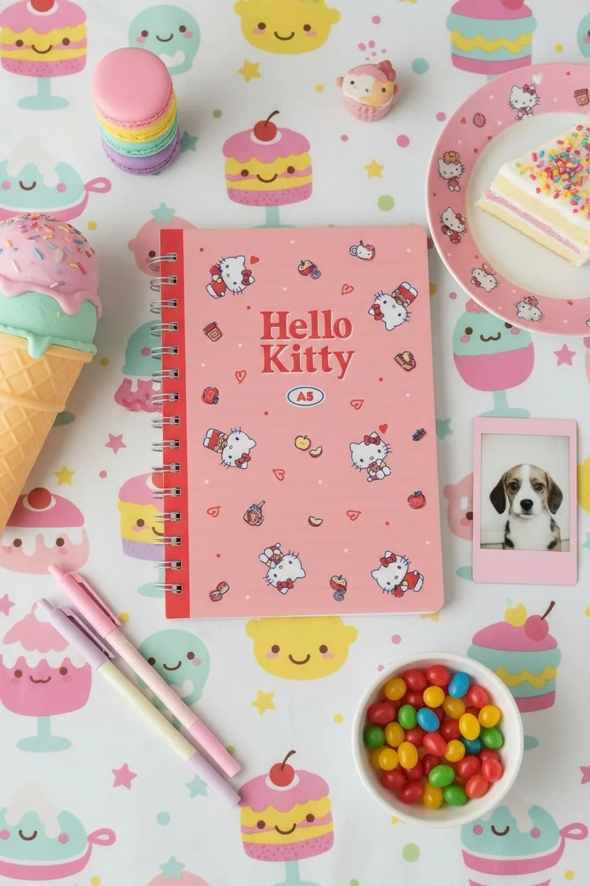 Sanrio Lisanslı Hello Kitty Retro Koleksiyonu A5 PP Tel Ciltli Defter (80 Sayfa)