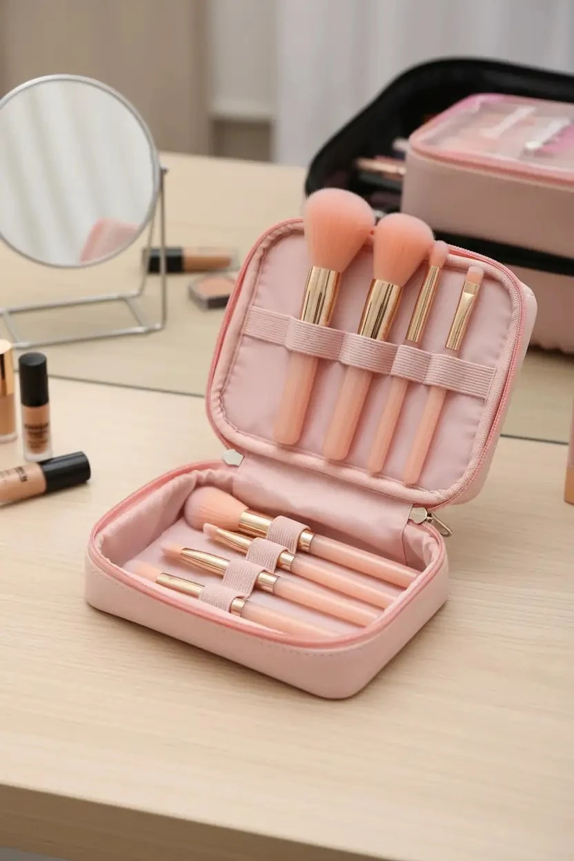 Gold Beauty Katlanabilir Kutulu 6'lı Makyaj Fırçası Seti – Yumuşak & Profesyonel