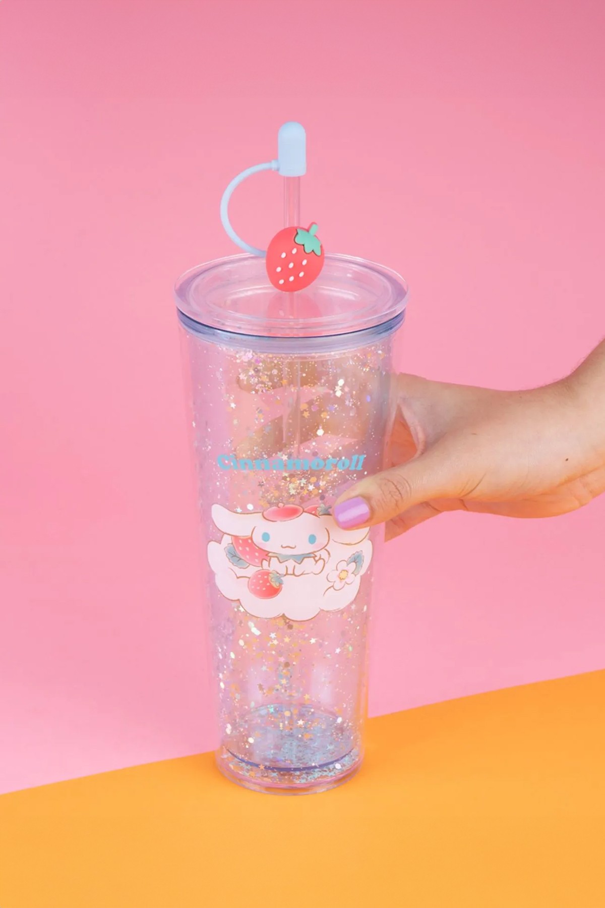 Sanrio Lisanslı Çift Cidarlı Pipetli Plastik Şişe (800ml) - Cinnamoroll