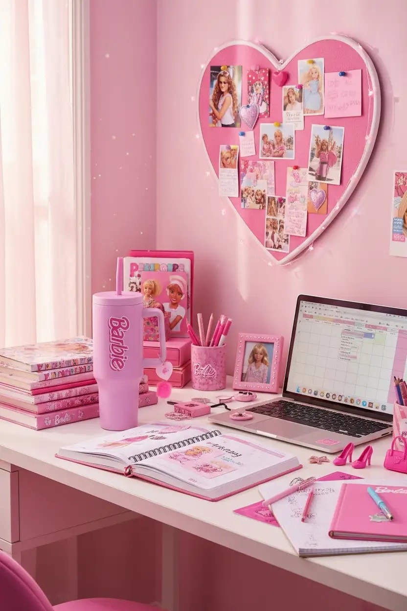 Barbie Lisanslı Pembe Serisi Çift Cidarlı Pipetli Çelik Termos