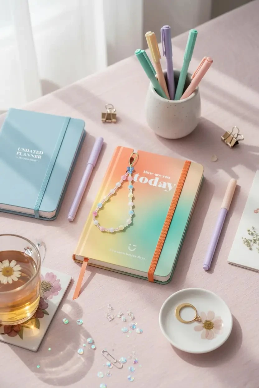 Miniso Lisanslı Renkli Aurora Serisi Dekorlu Günlük Not Defteri 80 Yaprak Şık Tasarım A6