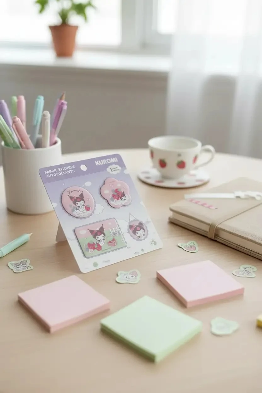 Sanrio Lisanslı Çilek Koleksiyonu Yapışkanlı Kumaş Sticker