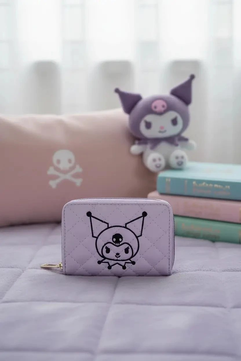 Sanrio Lisanslı Kuromi Sevimli Fermuarlı Kartlık Cüzdan