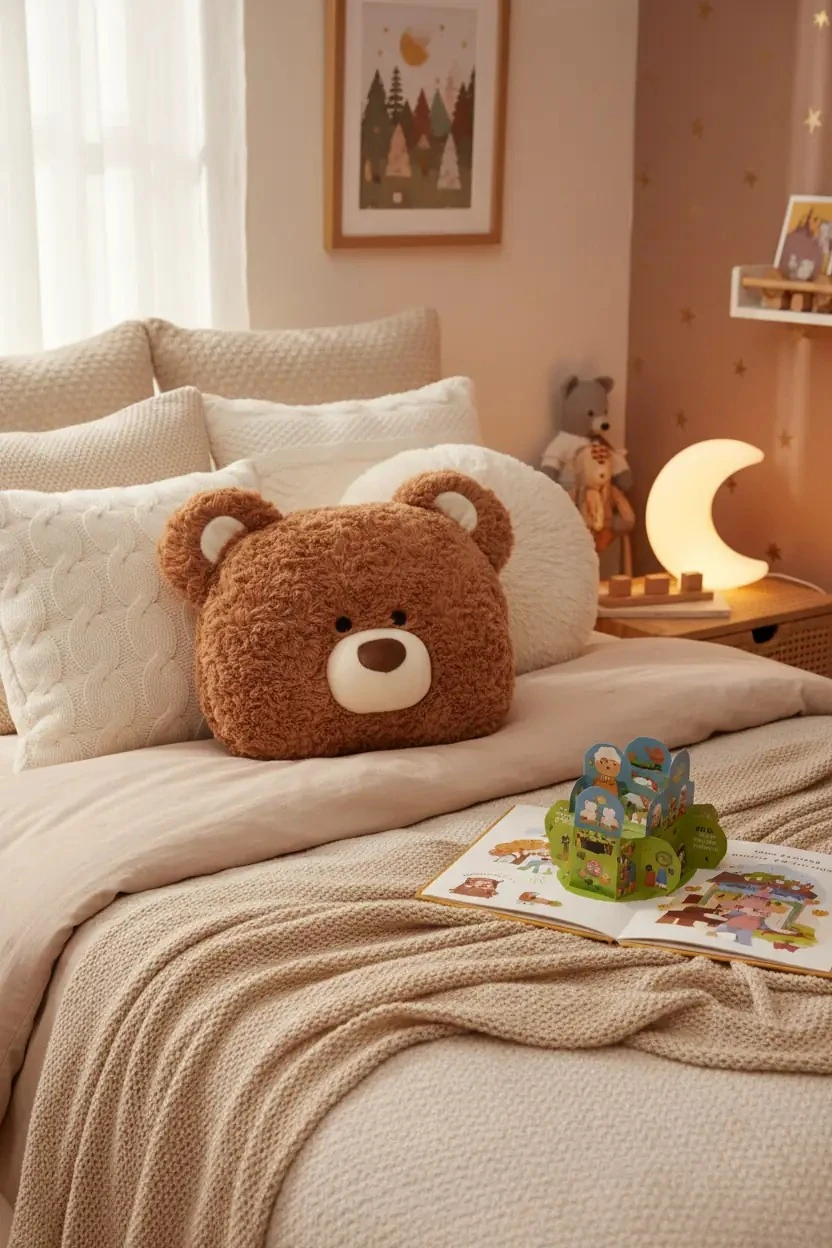 Miniso Lisanslı Gift Bear Chubby Baş Şekilli Yastık – Yumuşak 38 Cm