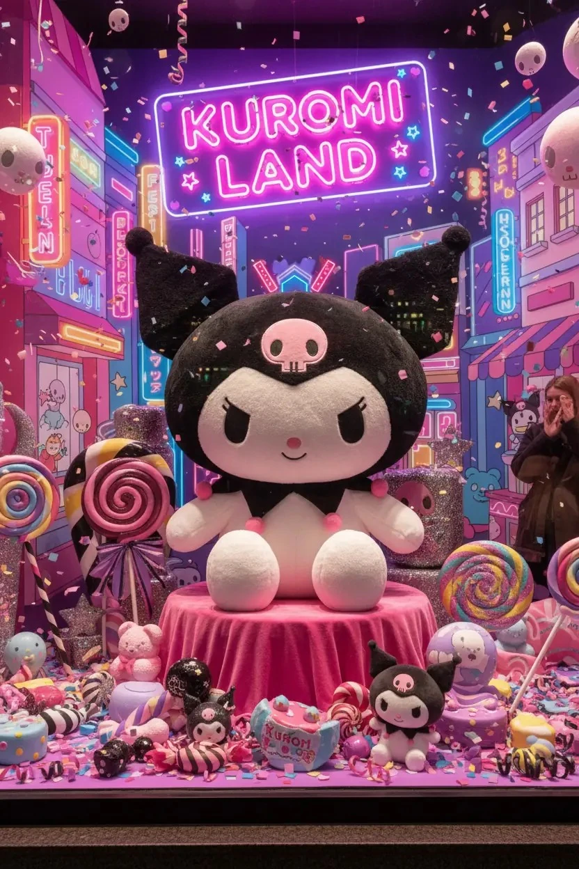 Sanrio Lisanslı Oturan Peluş Oyuncak (40 cm)-Kuromi