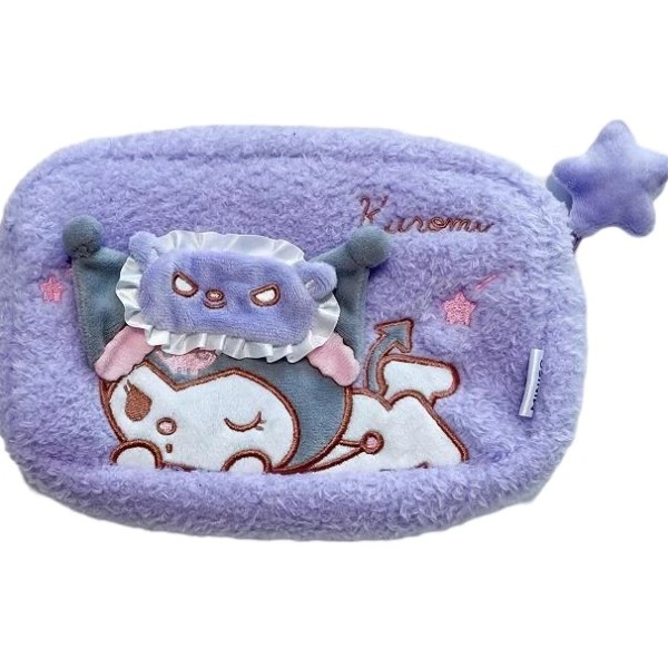 Sanrio Lisanslı Peluş Kozmetik Çantası - Kuromi