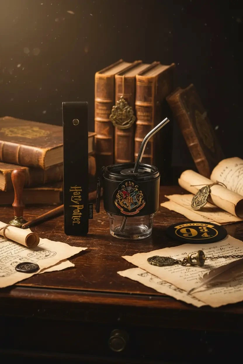 Harry Potter Lisanslı 390 ml Cam Bardak Seti – Pipetli, Kapaklı ve Silikon Kılıflı Hogwarts Tasarımı