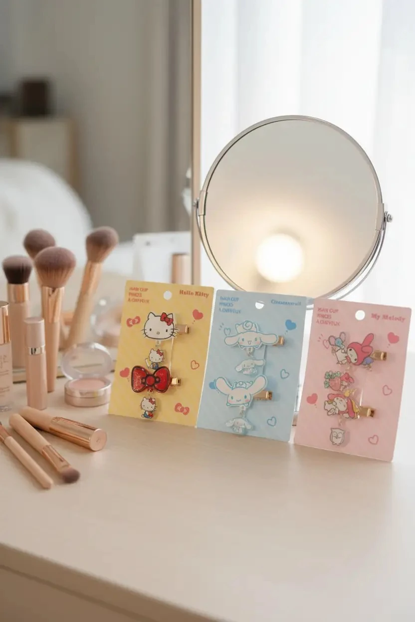 Hello Kitty Lisanslı Saç Tokası (2 Adet) – Sallantılı Figürlü & Şık Set