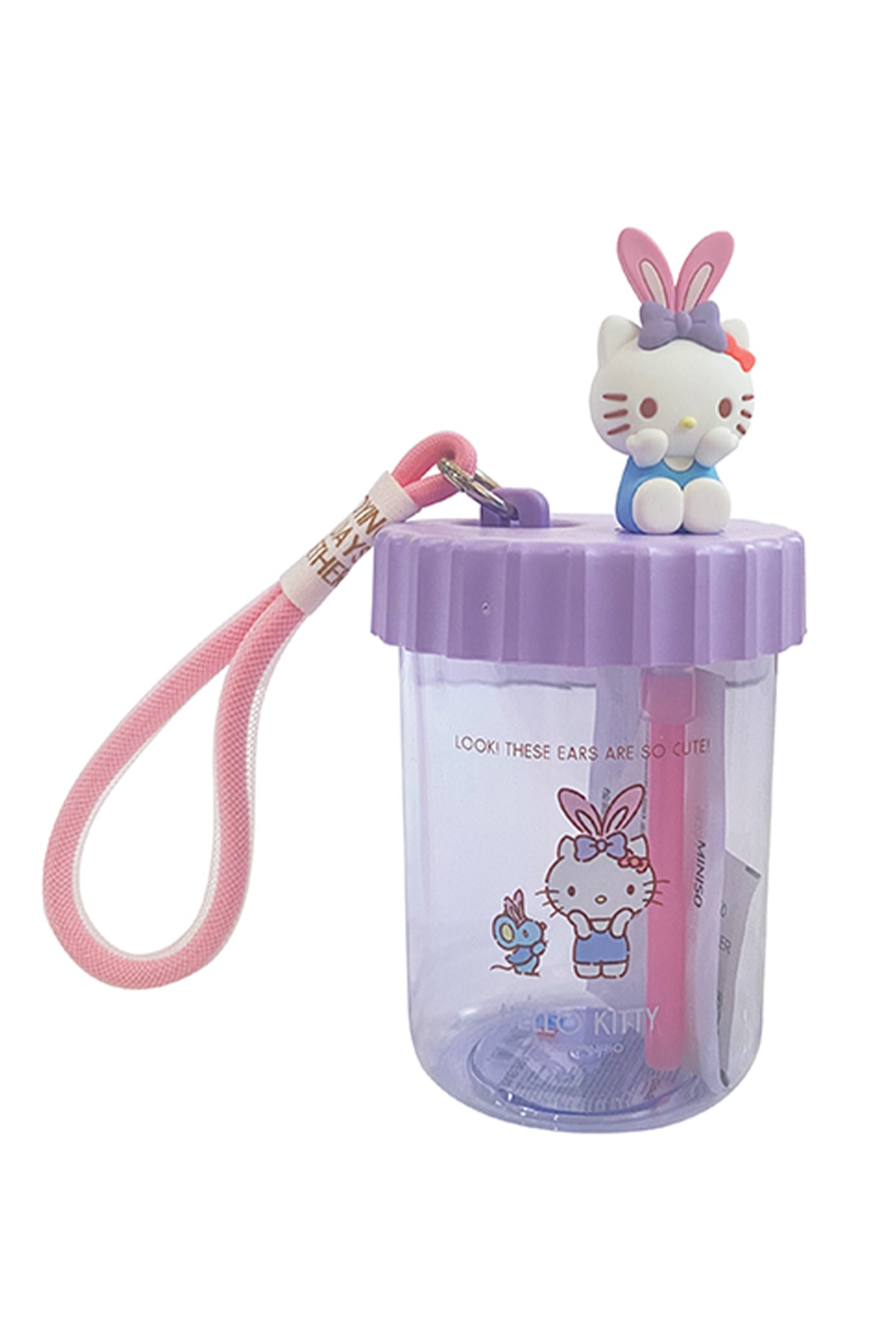 Sanrio Lisanslı Pipetli ve Askılı Plastik Şişe (520mL)