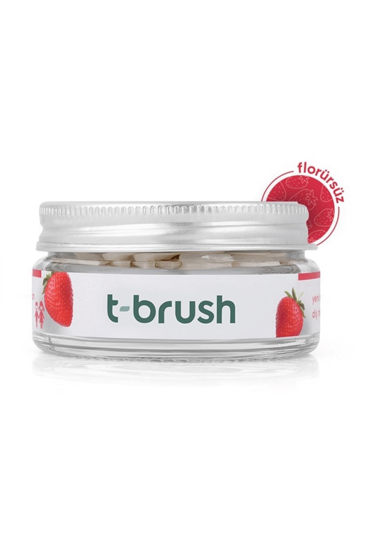 T-Brush Çilek Aromalı Diş Macunu Tableti-Florürsüz