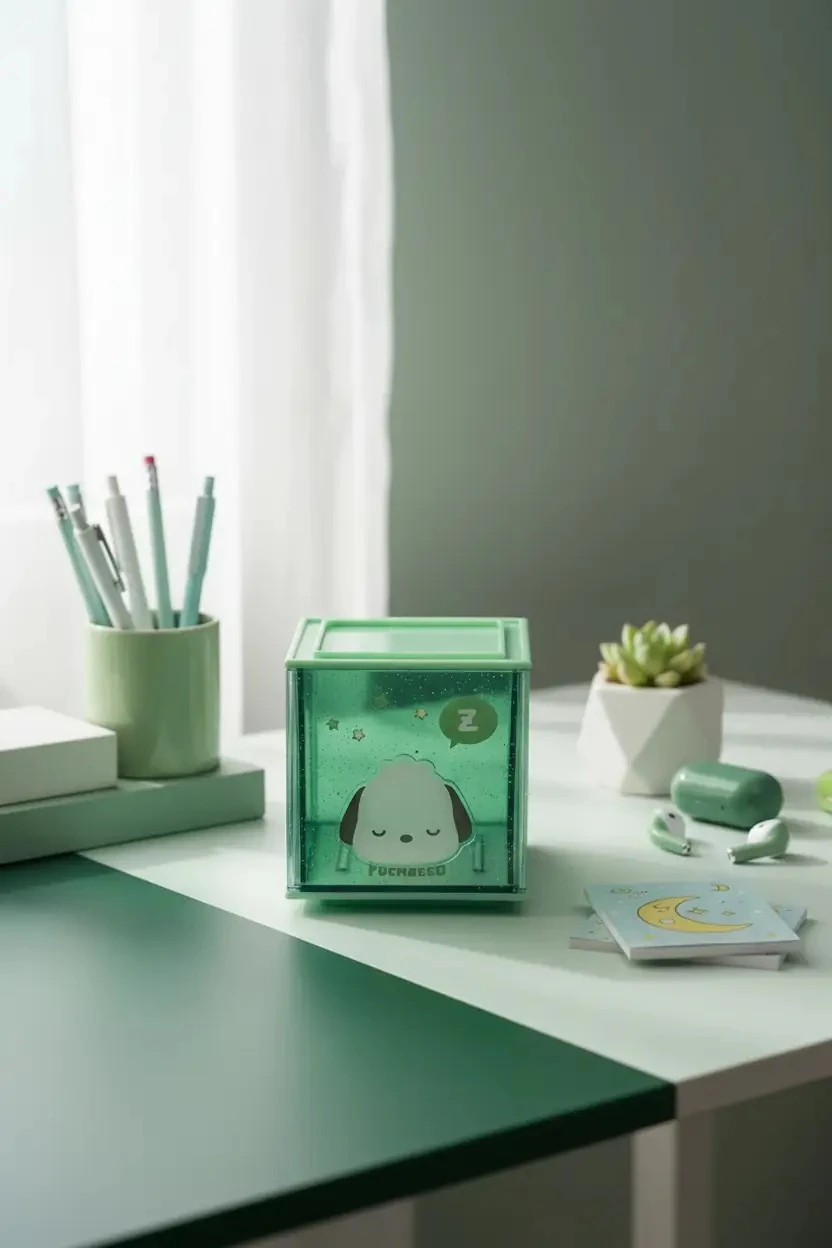 Sanrio Lisanslı Pochacco Akrilik Saklama Kutusu – Şeffaf Masaüstü Düzenleyici 10 Cm