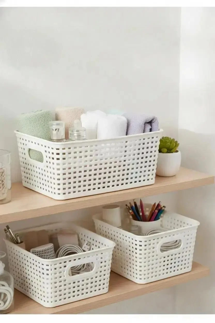 Delikli Kare Sepet Küçük – Çok Amaçlı Düzenleyici ve Nefes Alabilen Saklama Kutusu 21.8 Cm