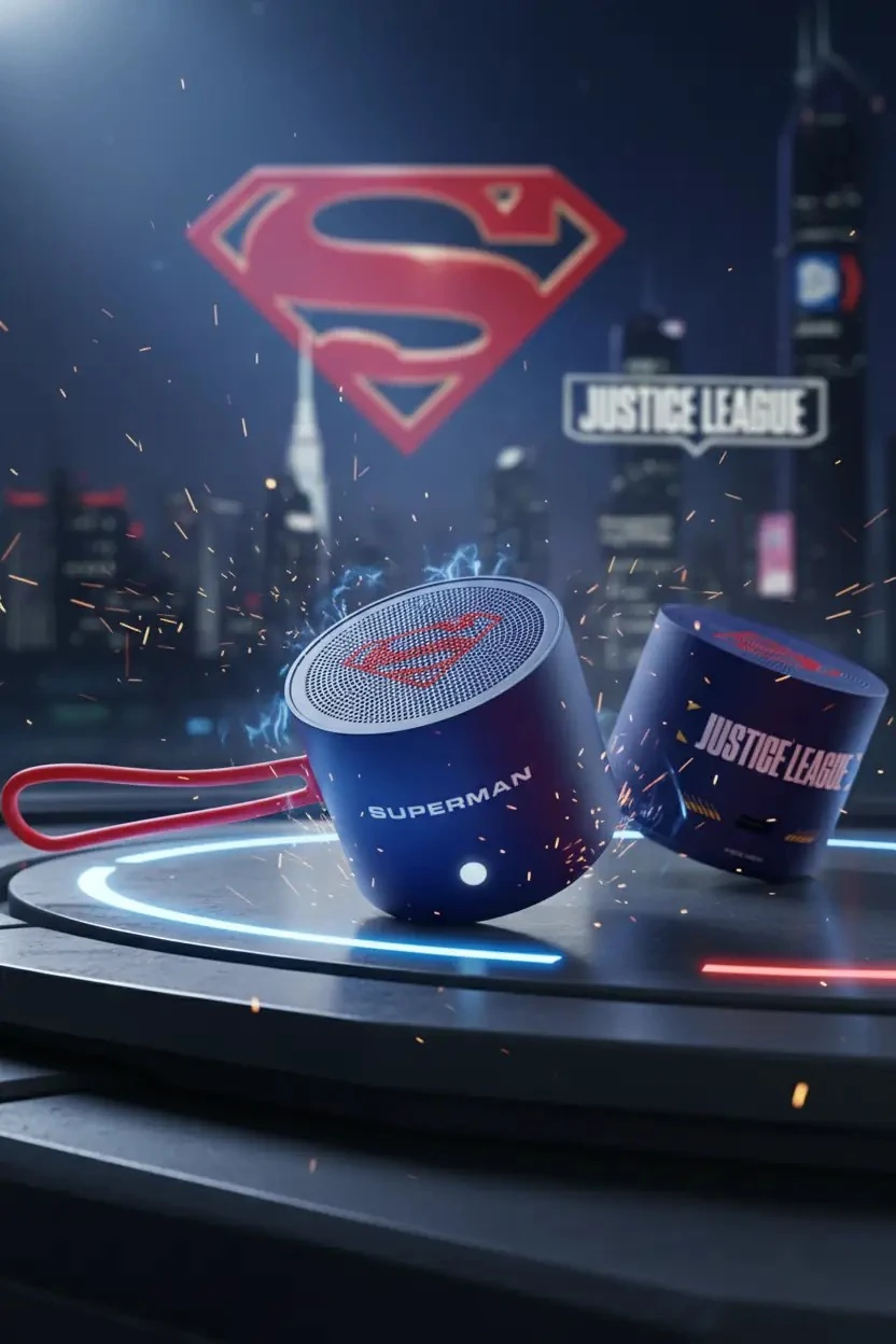 DC Lisanslı Superman Taşınabilir Metal Kablosuz Hoparlör Mavi 4.6 Cm
