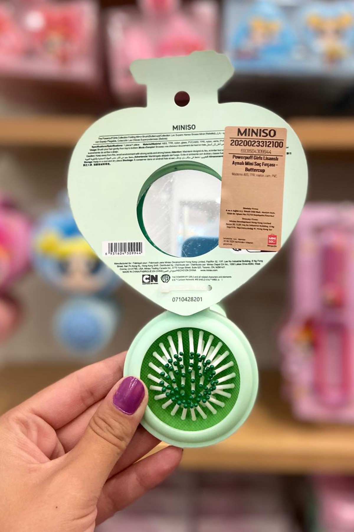 Powerpuff Girls Lisanslı Aynalı Mini Saç Fırçası - Buttercup