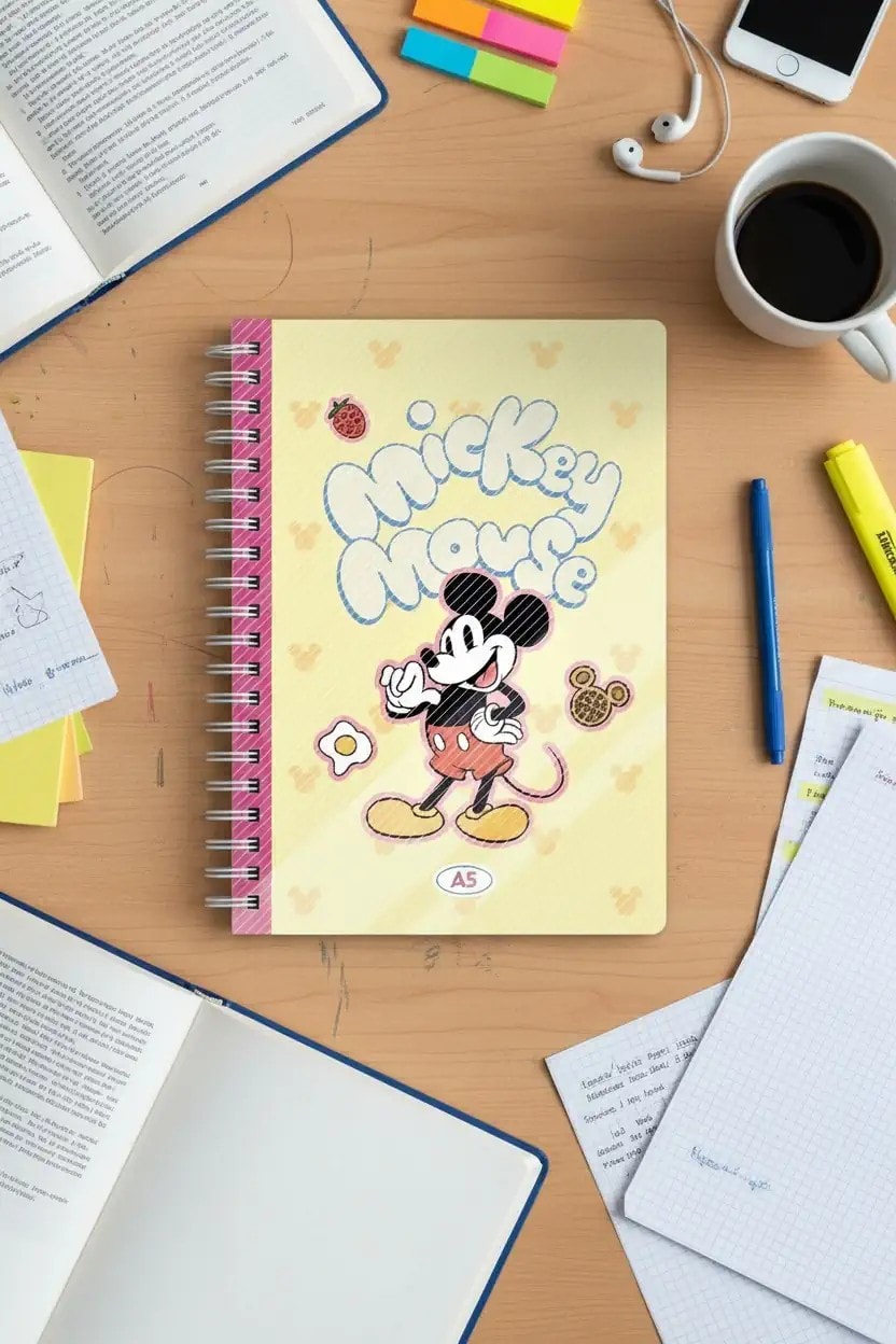 Disney Mickey Mouse Lisanslı Yemek Serisi  A5 80 Yp. Çizgili PP Telli Not Defteri