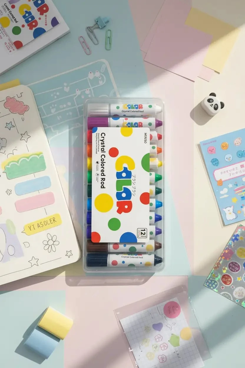 Miniso Lisanslı Polka Dot Pastel Marker Seti 12 Renk – Yumuşak Tonlar