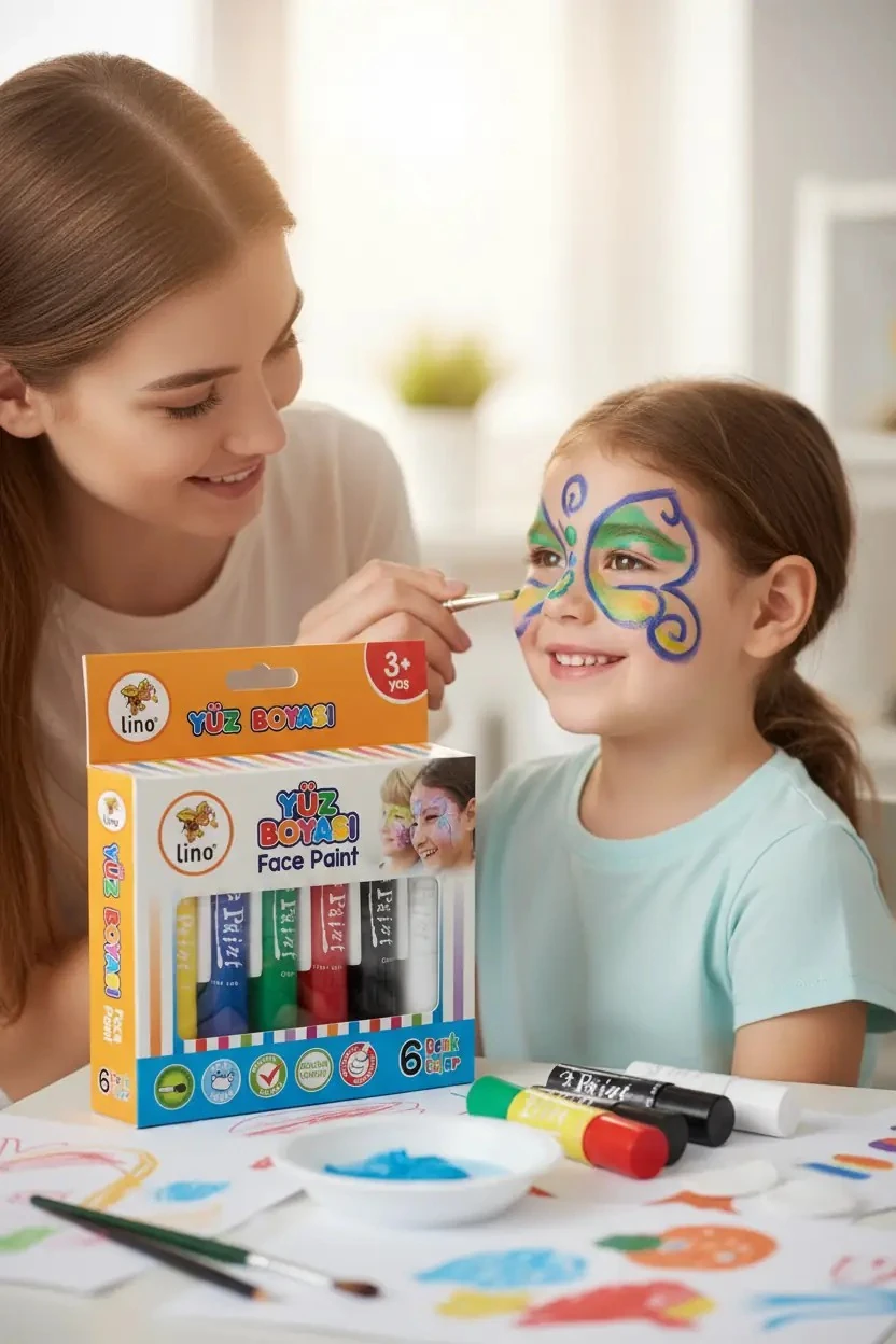 Lino Yıkanabilir Yüz Boyası 6'lı – Canlı Ve Eğlenceli Tasarımlar