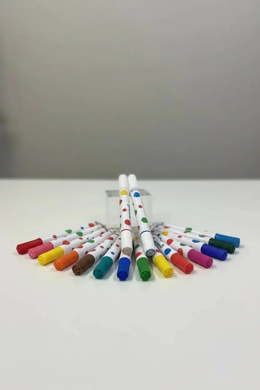 Miniso Lisanslı Puantiyeli Seri Üçgen Akrilik Marker Seti 24 Renk – Dengeli Tutuş