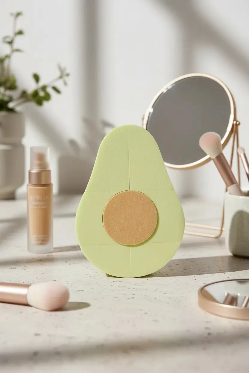 Miniso Lisanslı Avokado Tasarımlı Yumuşak Makyaj Süngeri – Islak ve Kuru Kullanıma Uygun Fondöten Süngeri 12,8 Cm