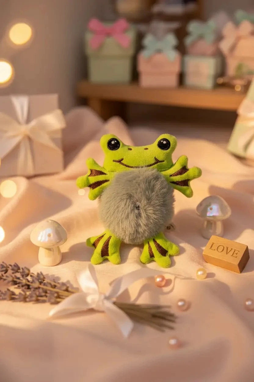 Kurbağa Figürlü Peluş Saç Lastiği – Yumuşak Ve Eğlenceli Tasarım