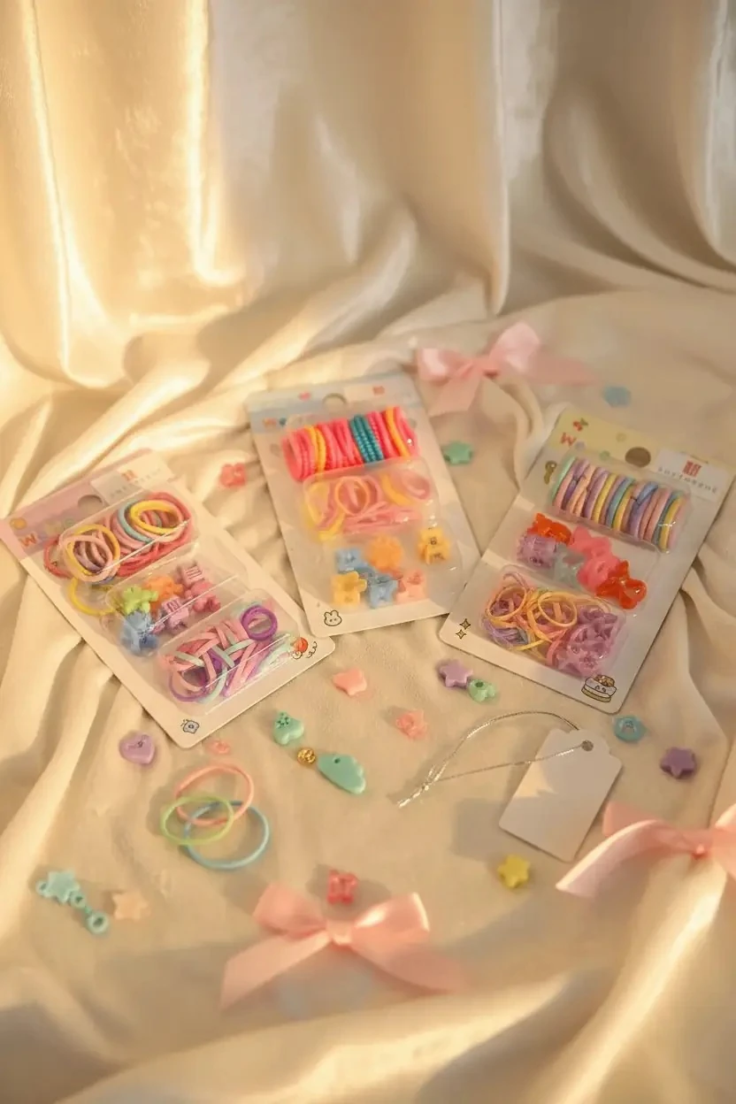 Renkli Karışık Lastik Tokalar + Küçük Mandal Tokalar – Eğlenceli Ve Düzenli Saç Aksesuarı Seti
