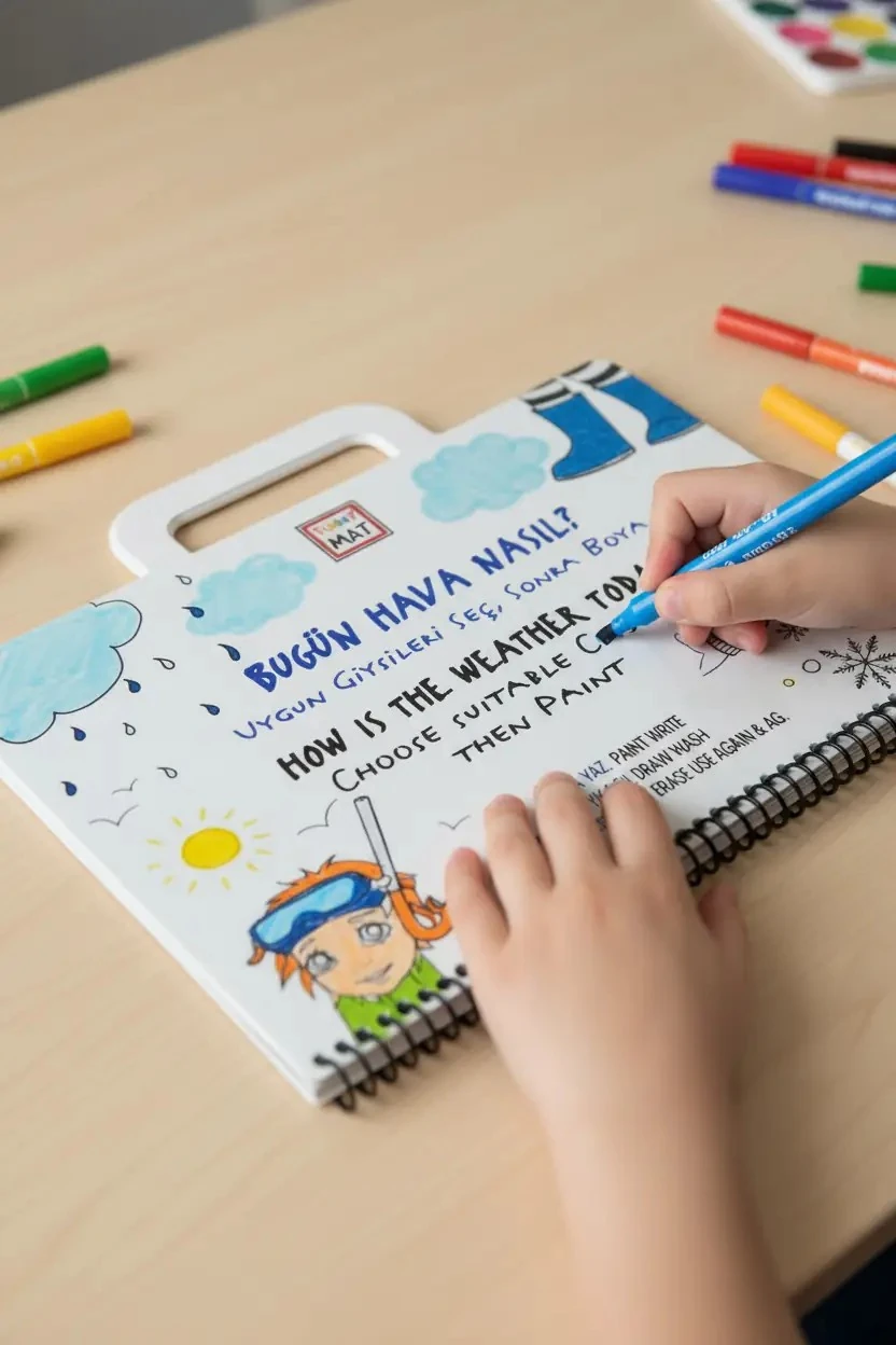 Akademi Çocuk Mini Funny Mat 19x26 cm – 6 Sayfalı Yıkanabilir Aktivite Defteri