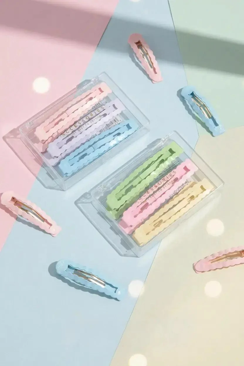 Miniso Lisanslı Basic Serisi Saç Tokası 6lı Paket – Karışık Renkli Uzun Dalgalı Toka