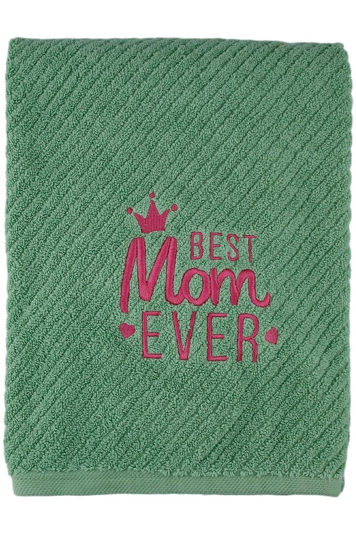 Best Mom Ever 70X140 Nakışlı Banyo Havlusu Yeşil