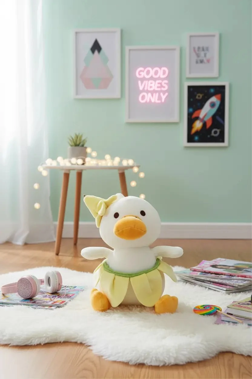 Plaj Serisi Dalgıç Ördek Peluş Oyuncak (Muz) - 28 cm