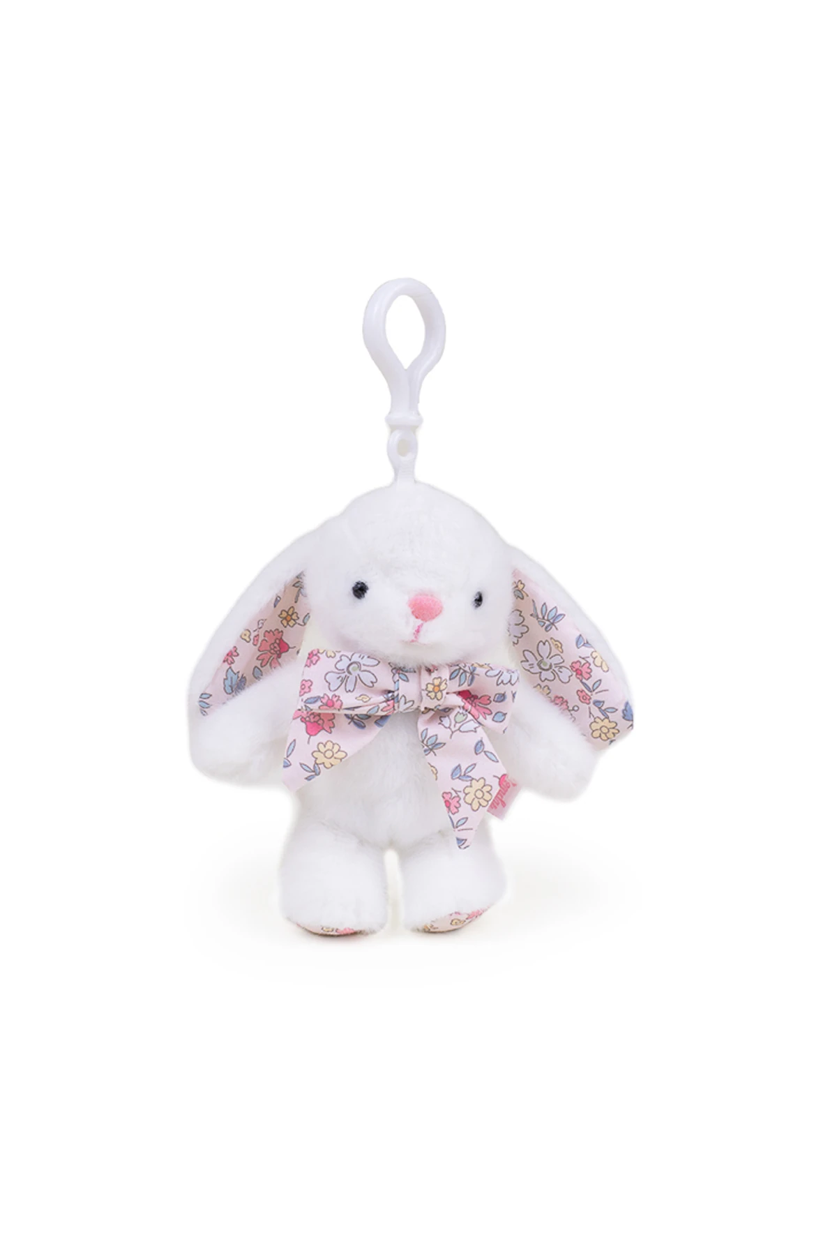 Fiyonklu Tavşan 15 cm Peluş Anahtarlık (Beyaz)