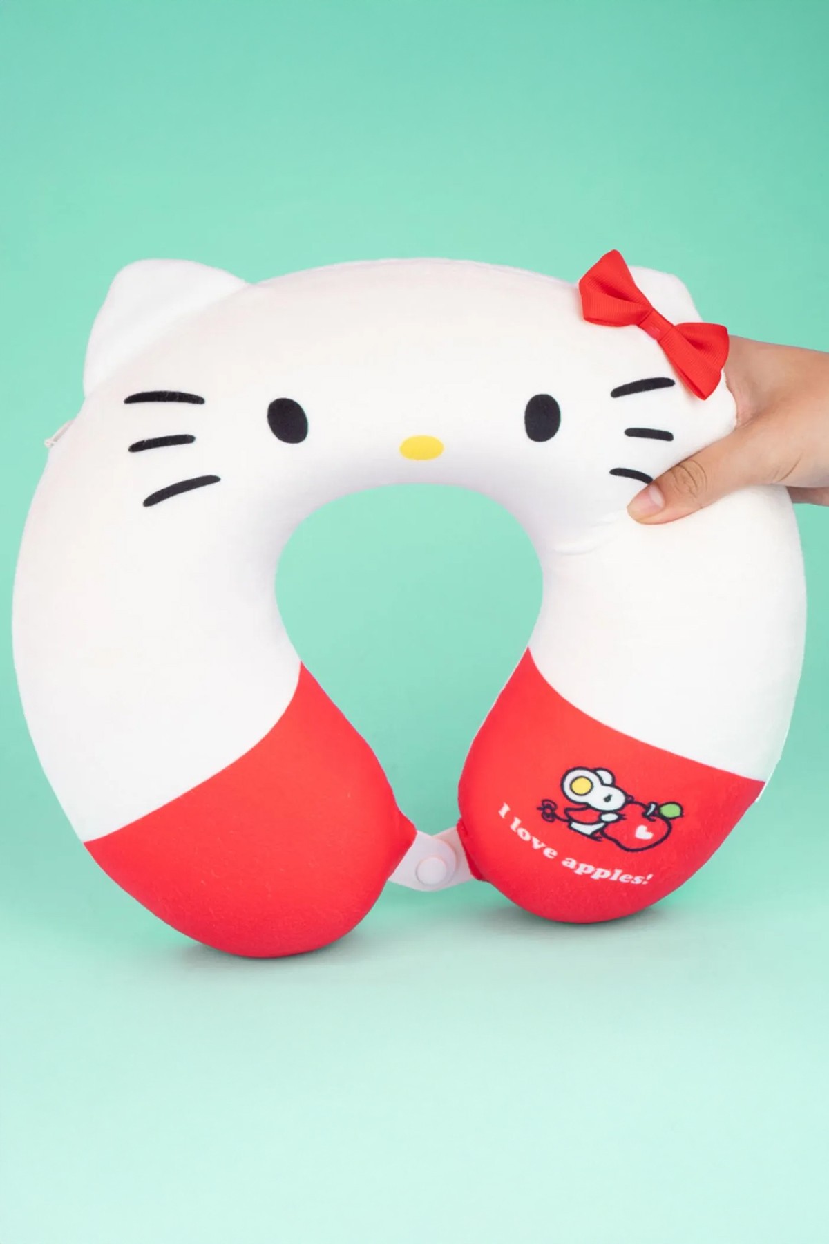 Hello Kitty Lisanslı Elma Koleksiyonu Kulaklı Boyun Yastığı,Seyahat Yastığı