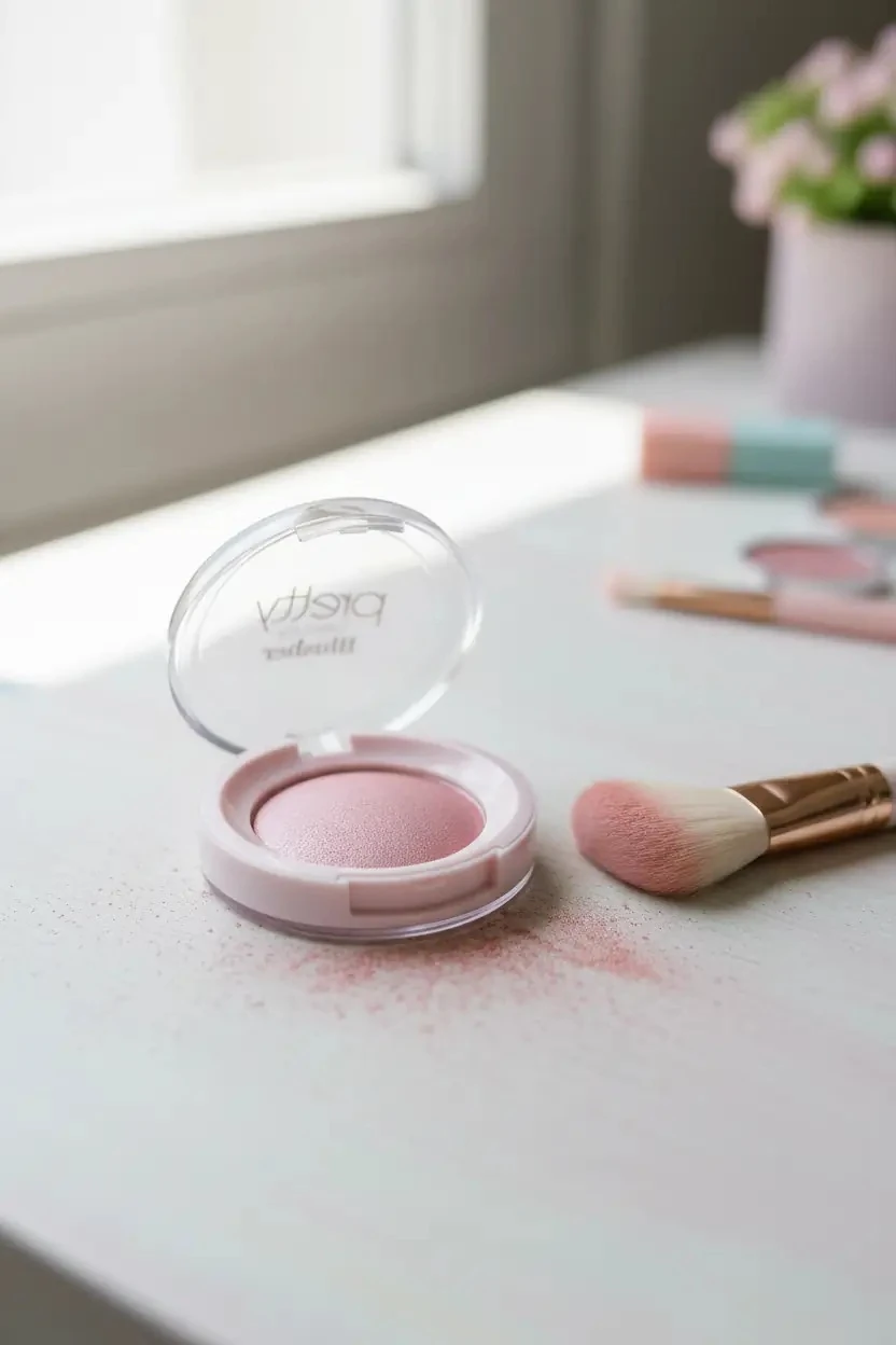 Pretty Beauty PB-960 Aydınlatıcı Toz Allık – Işıltılı Makyaj Görünümü