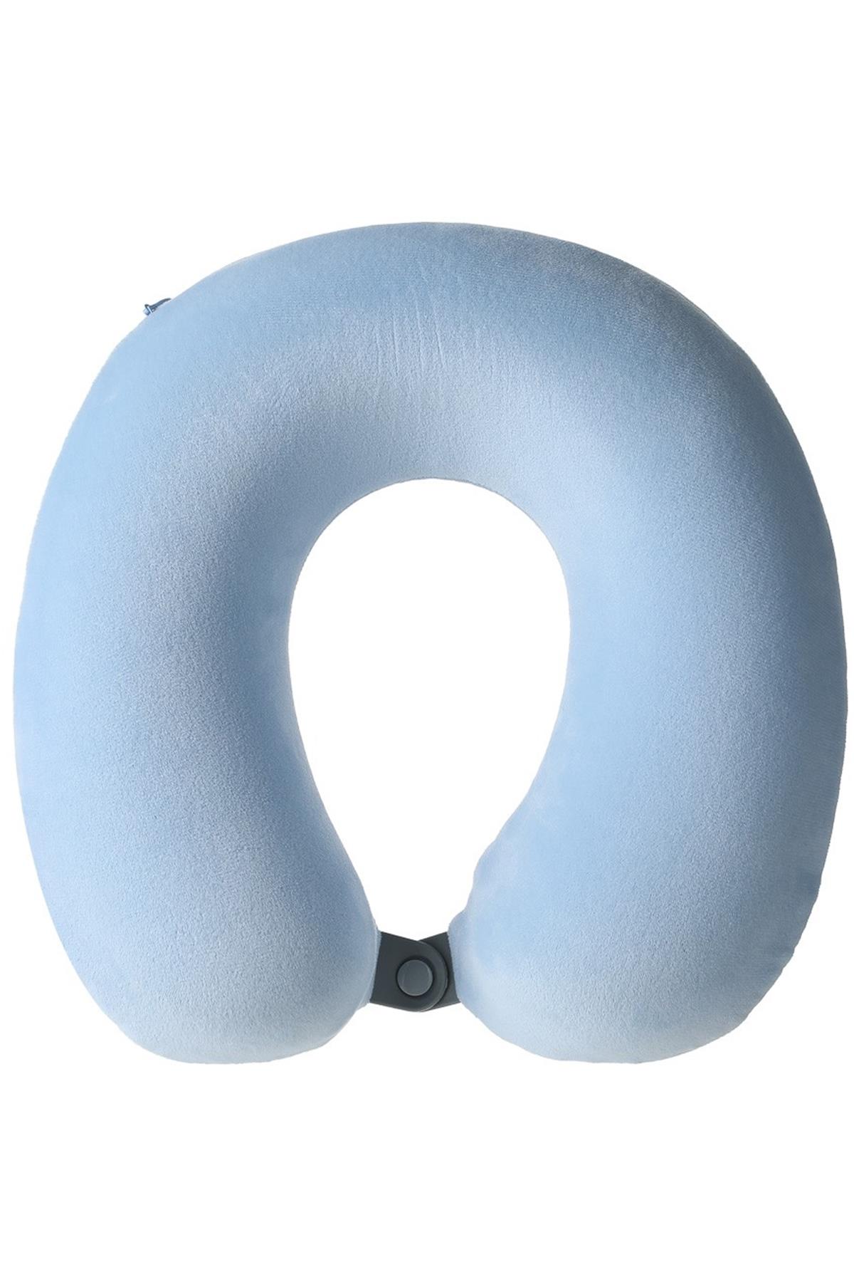 Çift Renkli Hafızalı Sünger Boyun Yastığı,Seyahat Yastığı - Mavi