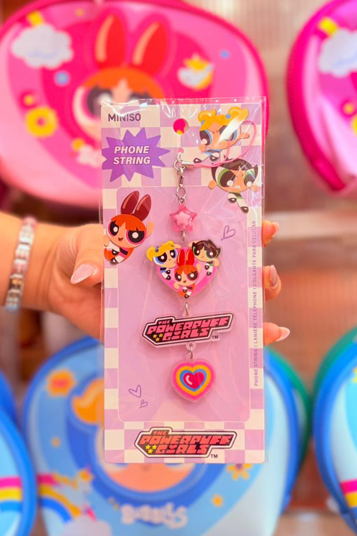 Powerpuff Girls Lisanslı Kalp Figürlü Aynalı Telefon İpi