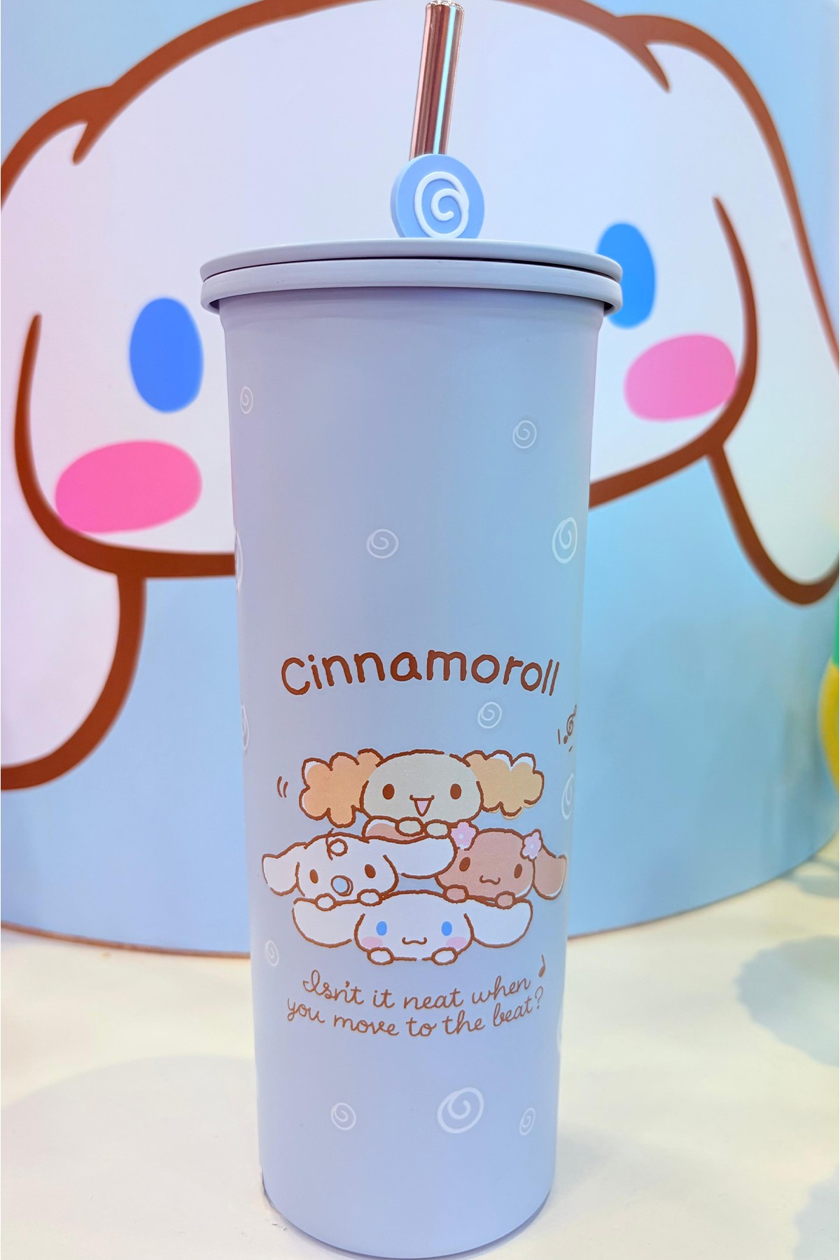 Sanrio Lisanslı Pipetli Paslanmaz Çelik Matara 800mL (Cinnammoroll)
