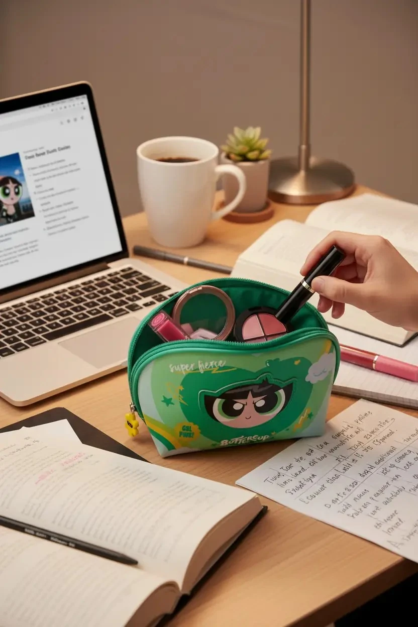 Powerpuff Girls Lisanslı Buttercup Kozmetik Çantası – Yeşil 21 Cm