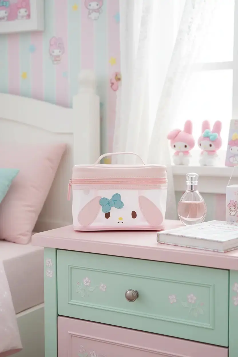 Sanrio Lisanslı My Melody File Kare Namlu Makyaj Çantası